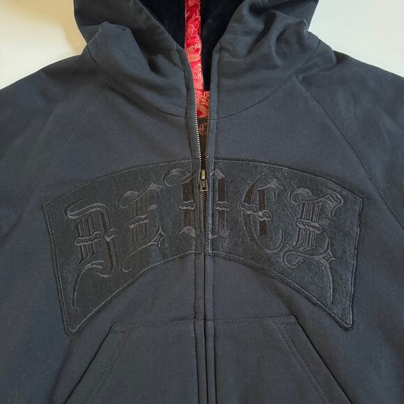 Deuce Dussault Custom Ink Tattoo Embroidery Skull Full Zip Hoodie Small RARE EUC - Picture 2 of 9